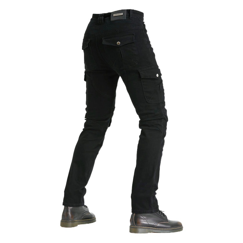 Volero motocicleta jeans masculino invierno forro de lana de ciclismo pantalones de cintura alta militar verde multi bolsa locomotora