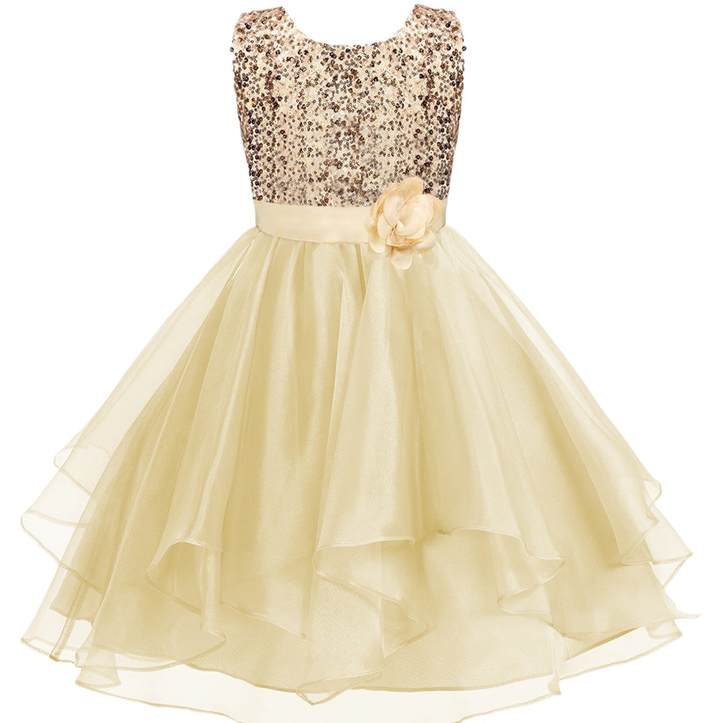 Nuevo comercio exterior transfronterizo Europa y Estados Unidos vestido de boda infantil vestido de encaje vestido de flores de fiesta de cumpleaños esling sin mangas