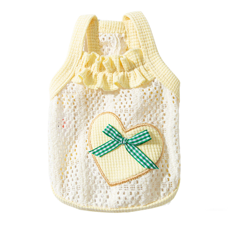 Primavera y verano gatito amor arco eslingas gatito pequeño gatito lindo perro Teddy ropa de mascotas