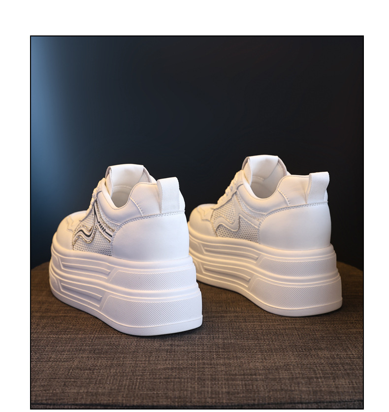 Giày sneaker nữ đế dày tăng chiều cao lưới thoáng khí phong cách thể thao — màu trắng chi tiết 14