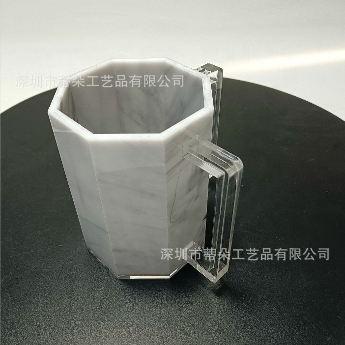 大理石杯身透明把手净手茶缸-01