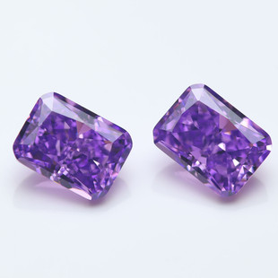 Brilliant ice flower zircon violet rectangular chamfered ice flower drill synthetic cubic zirconia bare stone