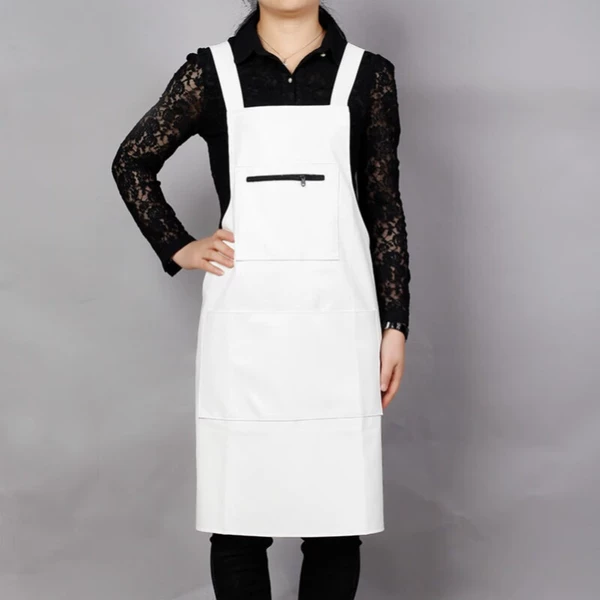 White polyurethane suspenders, apron