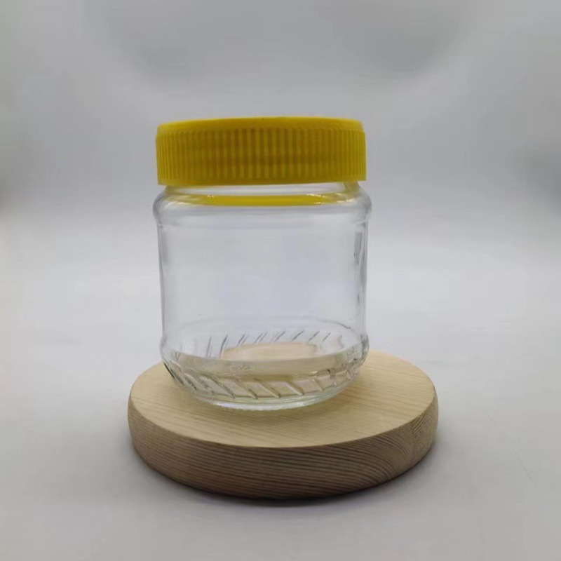 塑料盖240ml麻酱瓶  花边酱菜玻璃瓶 透明牛肉酱 蜂蜜瓶 含盖子