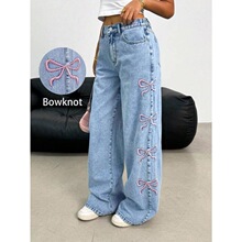 P 87153 Bow Embroidered Jeans ��������ţ��ѝ �W���L��羳