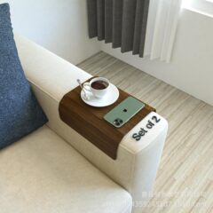 木制ソファ手すりトレーアフタヌーンティーお菓子携帯电话ホルダー折りたたみ可能テーブル食事コースター柔软なソファマット