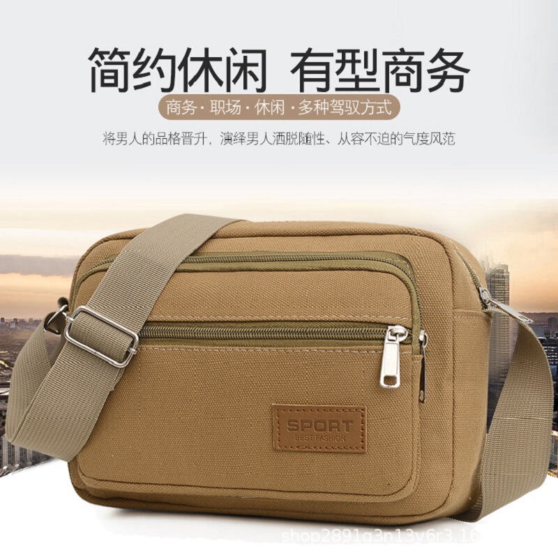 Multi-layer Business Bag Collection Wallet Wear-resistant Canvas Women's Bag Wholesale Bag Crossbody Bag Casual Bag Men's Small Square Bag