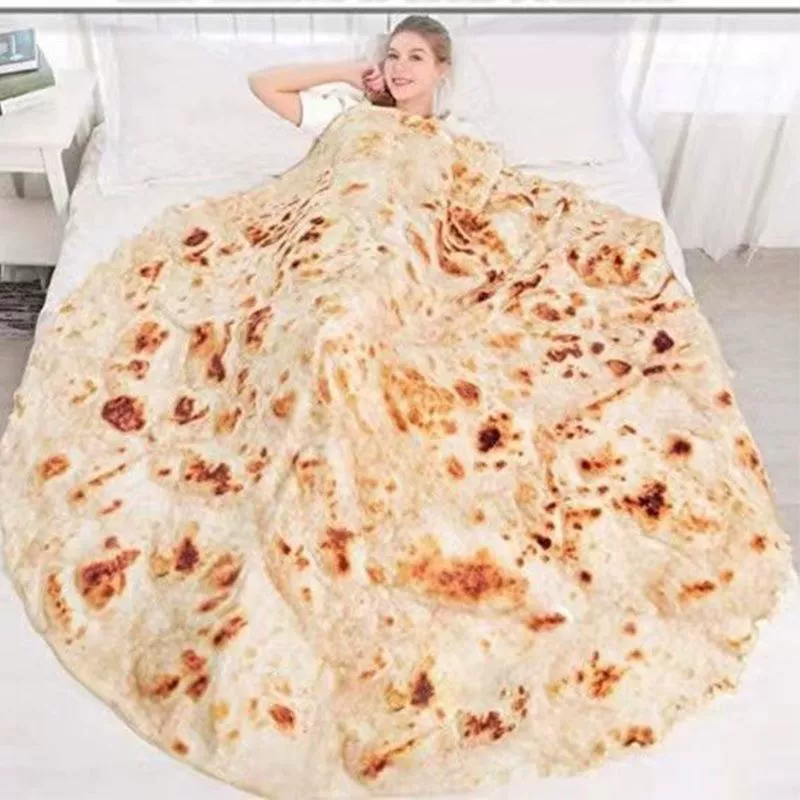 Большое круглое одеяло для еды с блинами, одеяло с цифровой печатью высокой четкости, фланелевое одеяло для офиса с индийскими блинами