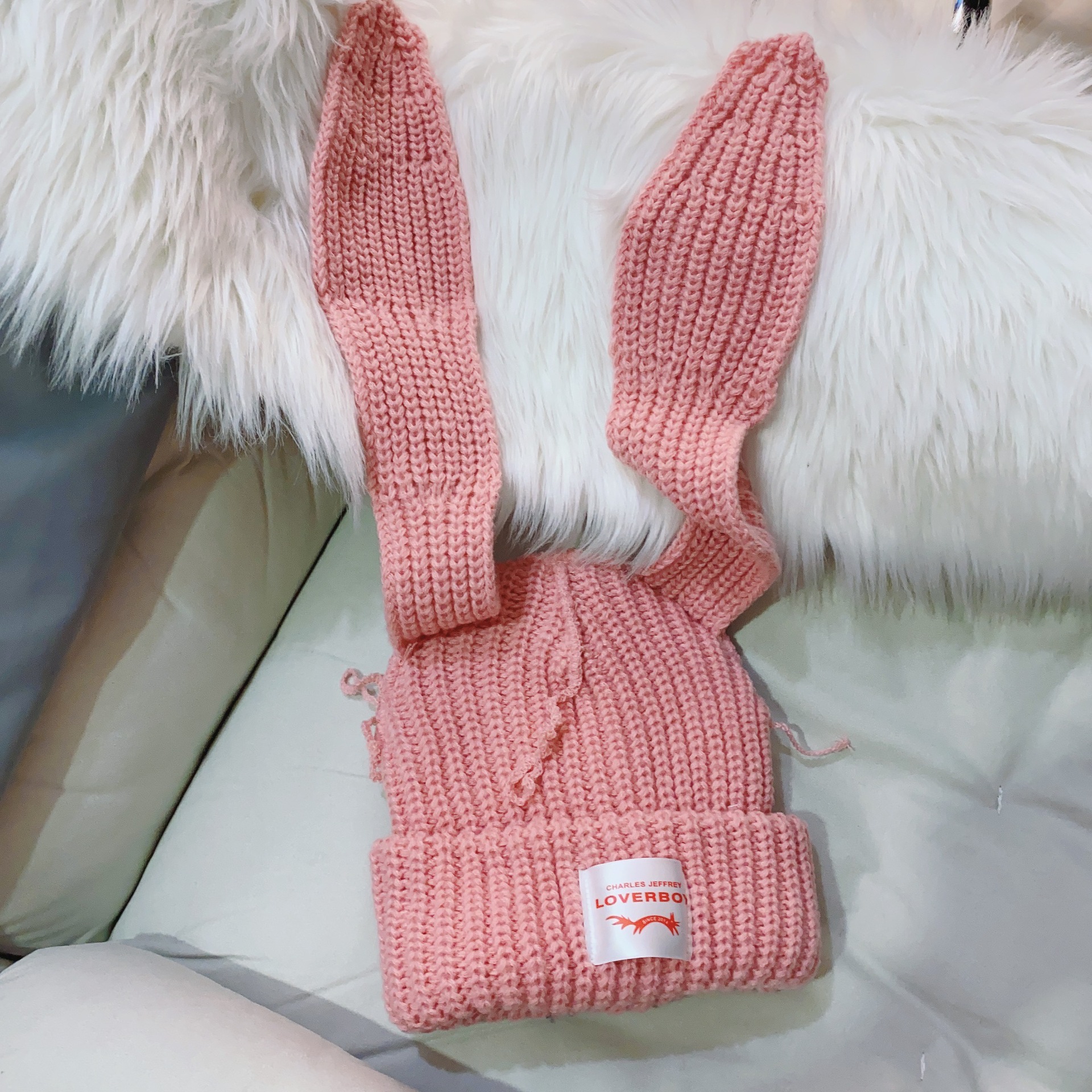 Han China-Chic brand design niche rabbit wool autumn and winter ear protection warm knitted hat children_voghion.com