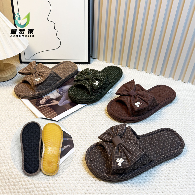 Jumeng Home Textile Bowknot Slippers for Men and Women, Indoor Non-Slip Silent Pure Cotton Floor Slippers, Four Seasons Slippers Wholesale Jumeng Home Textile Bowknot Slippers for Men and Women, Indoor Non-Slip Silent Pure Cotton Floor Slippers, Four Seasons Slippers Wholesale