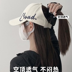 女性用のハイポニーテール空の野球帽、夏のアウトドアスポーツランニングサンシェードと日焼け止め帽子、顔を小さく見せるひさし付きキャップ