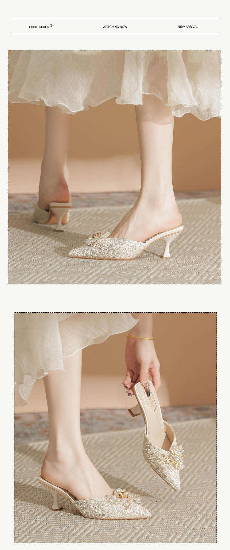 Spring non tiring single shoes, high heels, slim heels, high-end feel, niche design feel, and toe sandals for women_voghion.com