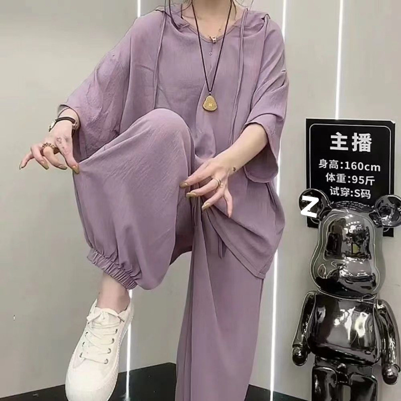 胖mm加肥加大码女装300斤休闲套装夏连帽短袖减龄遮肉显瘦两件套