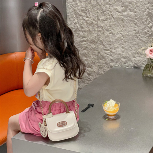 Korean version of children's small bag cartoon bear girl handbag cute baby mini chain shoulder bag PU accessories bag