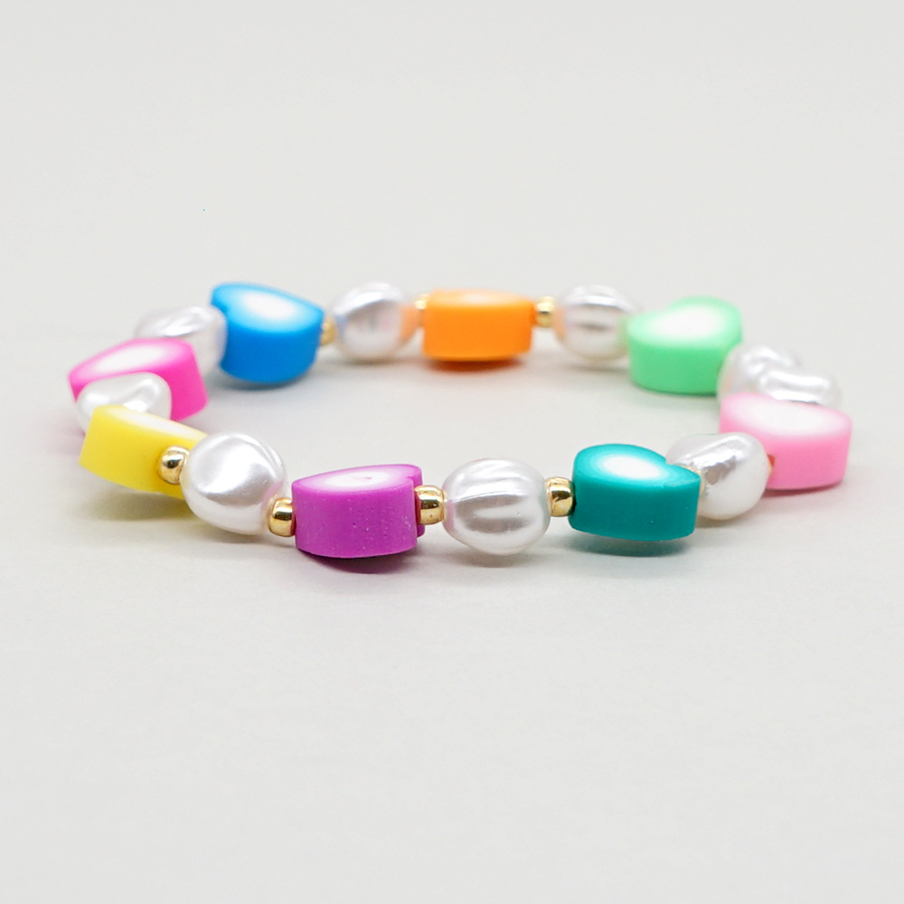 Fashion New Bohemian Polymer Clay Imitation Pearl Devilu0027s Eye Bracelet Set