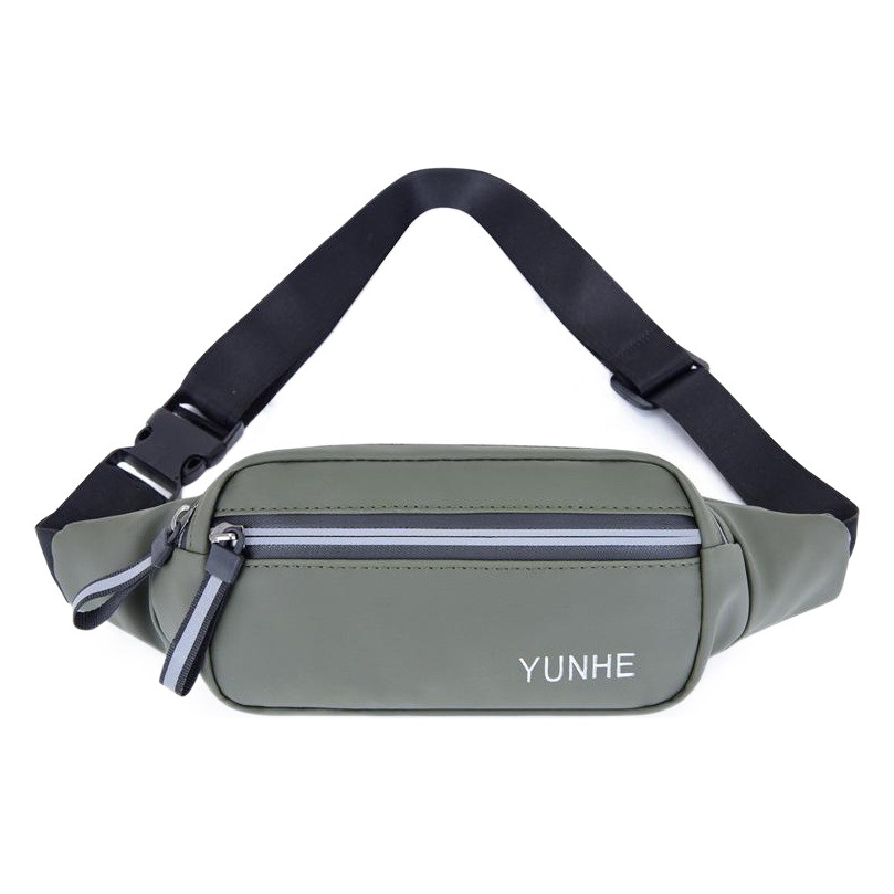 Cross-Border Qualified Source Factory Leather Film Waist Bag for Men, Multifunctional Sports Running Chest Bag, Crossbody Bag, Phone Bag, Lightweight