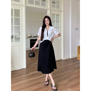 Real Shot of 2025 Summer Clothes for Fat mm Plus Size Twisted Shirt with Suspender Skirt Casual Two-Piece Set 80088+63366
