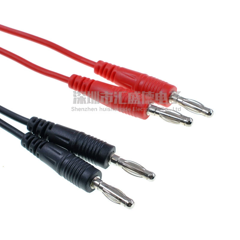 Test line banana plug to dual alligator clip power cord wire red black 2 plugs to 1 clamp, line length 1 meter