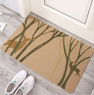 Avtomobil döşəmə paspasları — washable, absorbent, quick-drying, non-slip, easy - dark-khaki-colored-branches-4060cm-linen