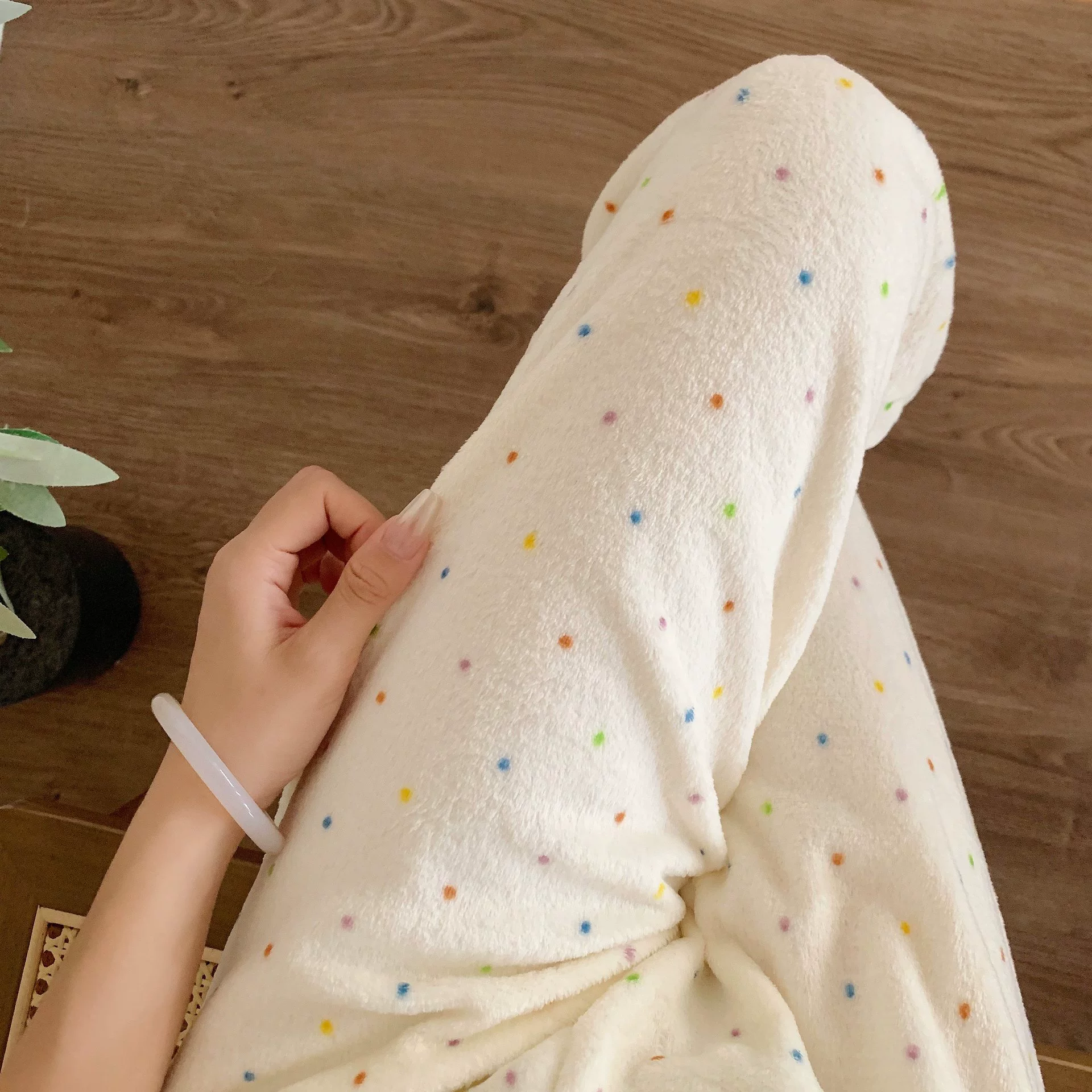 Коралловые велюровые демисезонные милые фланелевые брюки для отдыха, плюс размер