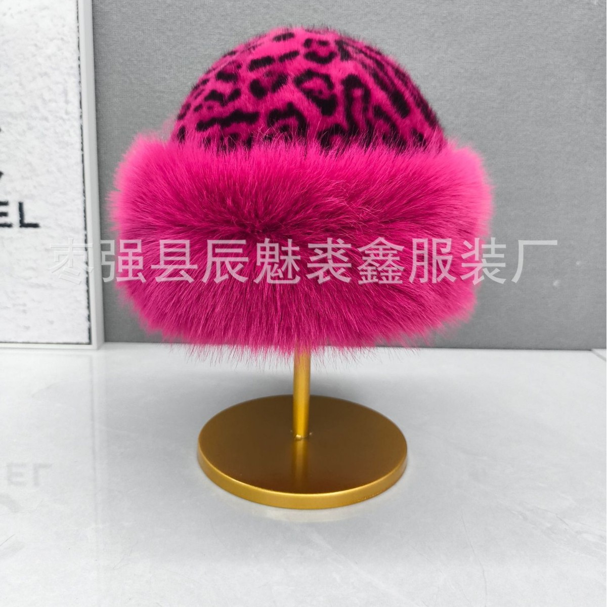 跨境豹纹蒙古帽保暖毛绒帽子女2025新款秋冬季民族风加厚防寒护耳