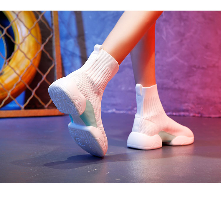 Elastic sock shoes women's 2022 spring new INS influencer Korean version of ulzzang casual sneakers flying woven sock boots_voghion.com