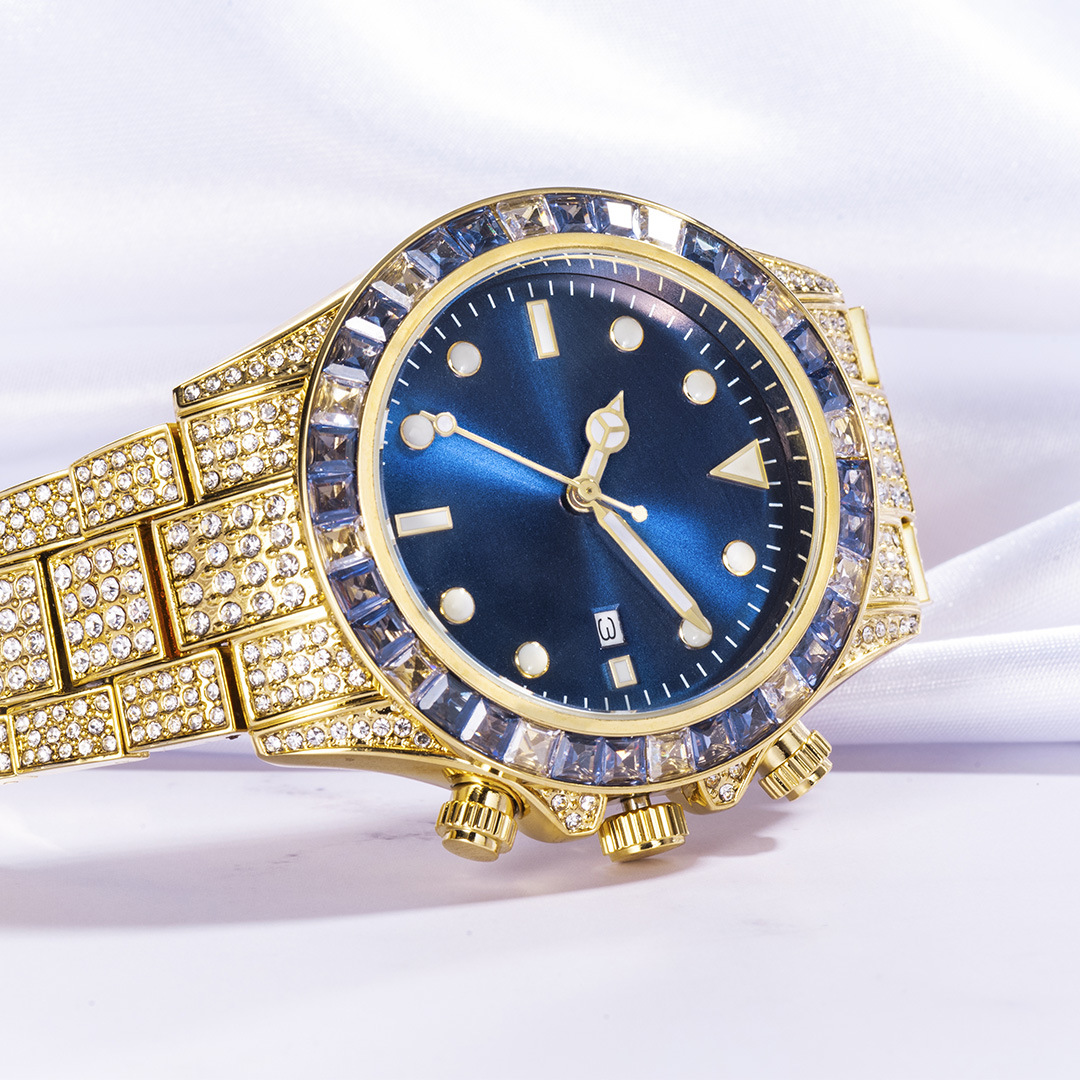Missfox Men's Mechanical Watch Diamond Daytona Green Dial Luxury_voghion.com