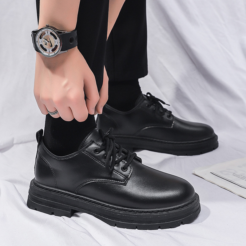 Casual Leather Shoes Men's New Business Leather Shoes Youth British Style Student Platform Suit Men's All-match Trendy Shoes