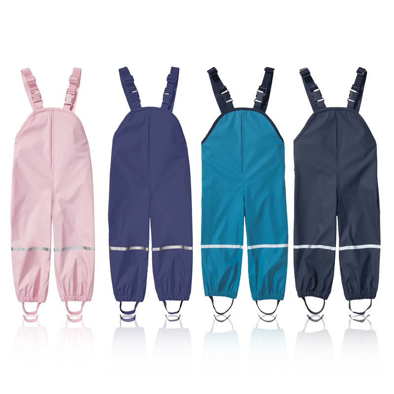 Children's Strap Rain Pants Waterproof Pants Boys and Girls Kindergarten Baby Primary School Students One-piece Full Body Mud Sand Pants