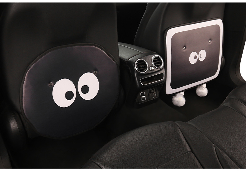 Big-Eyed Little Coal Ball Cute Cartoon Car Seat Back Anti-Kick Pad, Car Seat Back Anti-Dirt and Anti-Stain Pad