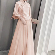 婚纱复古改良旗袍闺蜜优雅伴娘礼服长款平时可穿气质中式姐妹团
