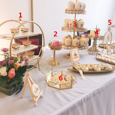 Soporte de postre soporte de exhibición decoración estante de la torta multi-capa europea té de la tarde tres capas merienda soporte bandeja mesa de comida fría image 17