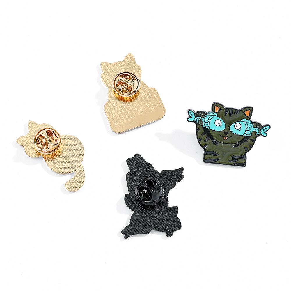 9g Weight Brooches Classification Daily Occasion Alloy Material Letter, Cat, Fish Pattern Unisex Gender Cartoon, Enamel Design Cute Style Cute Pin Letter Cat Fish Alloy Cartoon Enamel Unisex Brooches 19