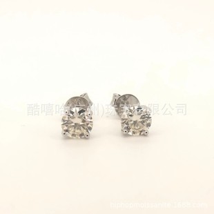 Spot wholesale S925 silver plated 18K gold classic fashion four claws 3mm-6.5mm moissanite earrings women's earrings