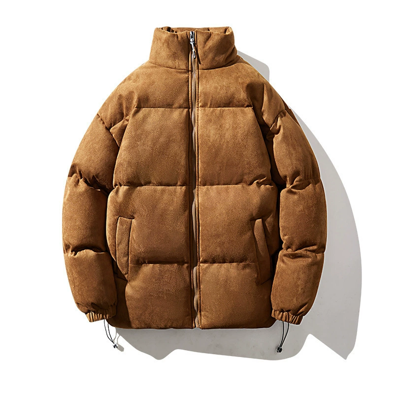 Осенняя и зимняя новая американская мода повседневная трансграничная хлопчатобумажная замшевая хлопчатобумажная одежда свободная тенденция может открыть мужскую куртку