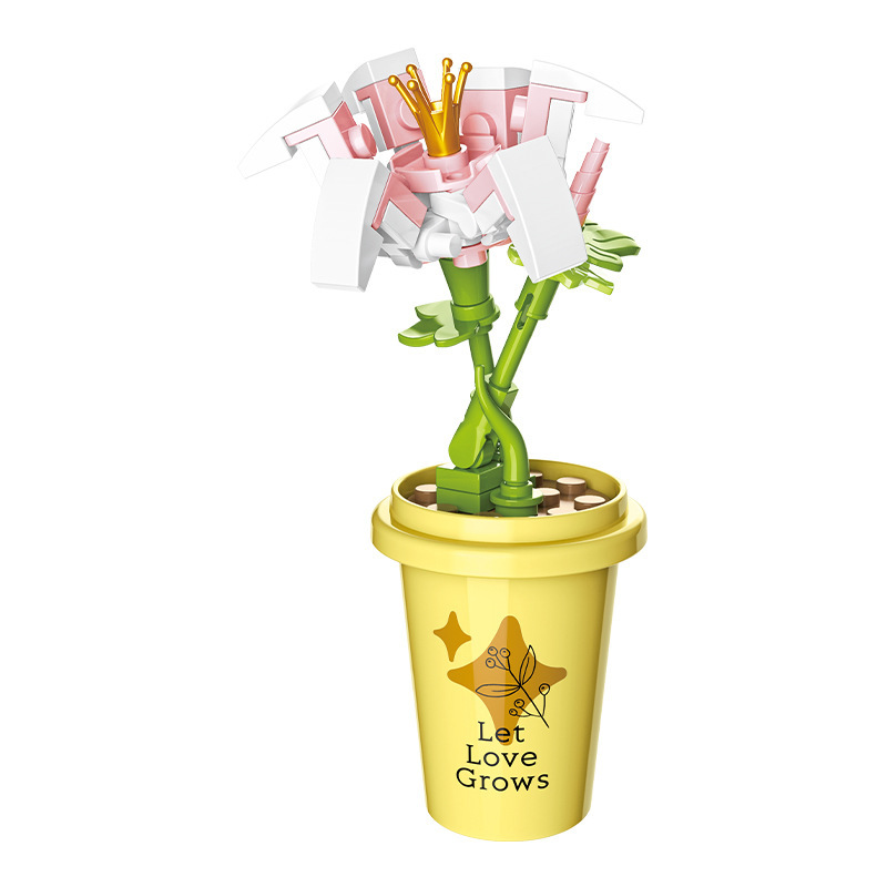 JAKI Jiaqi bloques de construcción suculenta olla montaje decoración interior simulación flor planta juguete lindo regalo la muchacha
