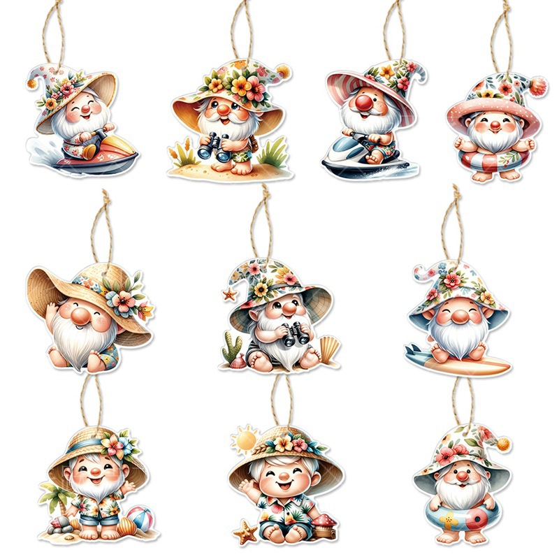 Tema de enano Decoración de fiesta hawaiana de verano Colgante de etiqueta Decoración de fiesta de playa tropical Colgante de enano