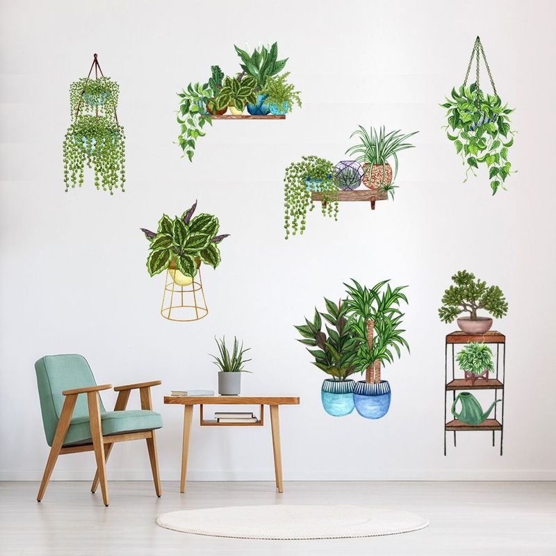 A Variety of Green Plant Wall Stickers, Car Stickers, Decorative Stickers, Self-Adhesive 3D Wall Wallpapers, Living Room Bedroom Background Wall Renovation