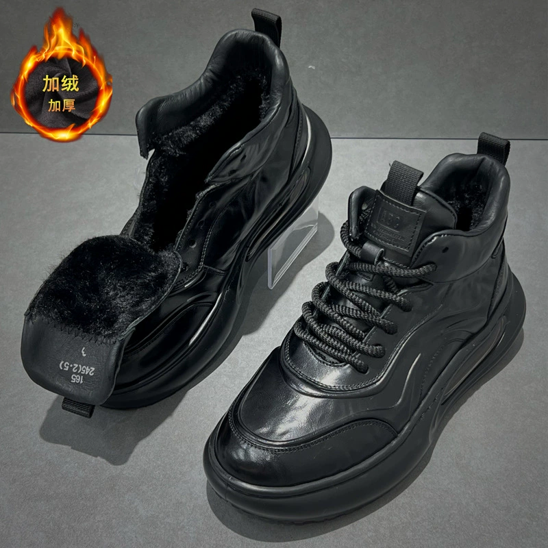 Хлопчатобумажная обувь мужская бархатная утолщеная обувь мужская модная обувь дикая кожа с высокой подошвкой мужская обувь легкая теплая повседневная обувь