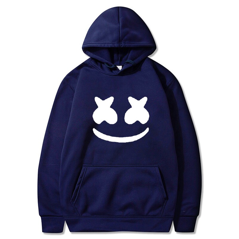 European and American Cross-Border Hot-Selling Marshmello Band Smiley Face Print Men's Sweatshirt Hoodie Pullover
