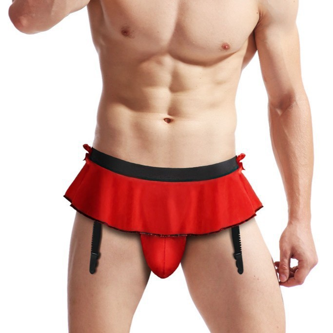 Men's Erotic Lingerie Underwear, Garter Stockings, Thong, T-Back, Double Thong Skirt Pants, Webbing Knot, Dropshipping