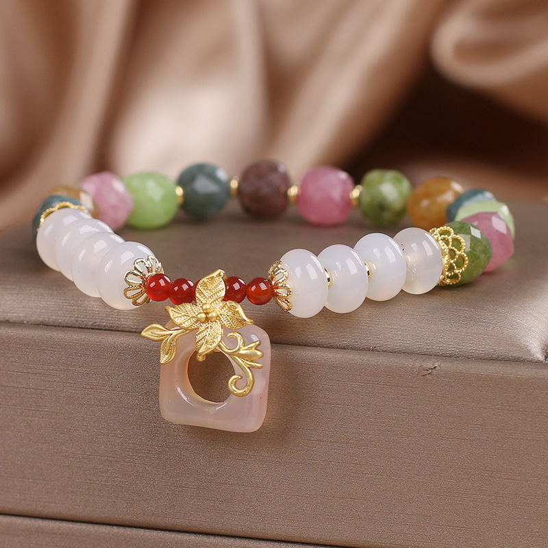 Nueva pulsera de cuentas de cristal de color chino lujoso ligero nicho delicado estilo nacional pulsera 2024 nueva explosión joyas de mano para mujeres