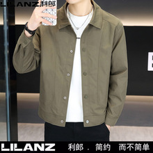正品夹克男士2025春秋季新款翻领时尚商务休闲中年茄克衫外套
