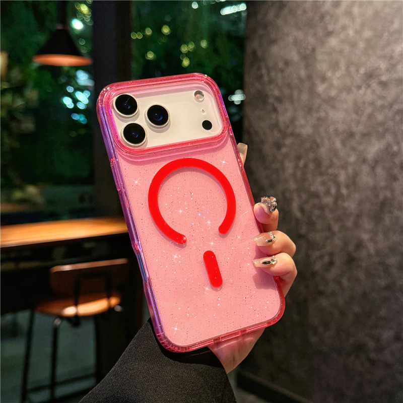 跨境适用苹果17手机壳磁吸透明闪粉iphone17pro高级感17air保护套|undefined