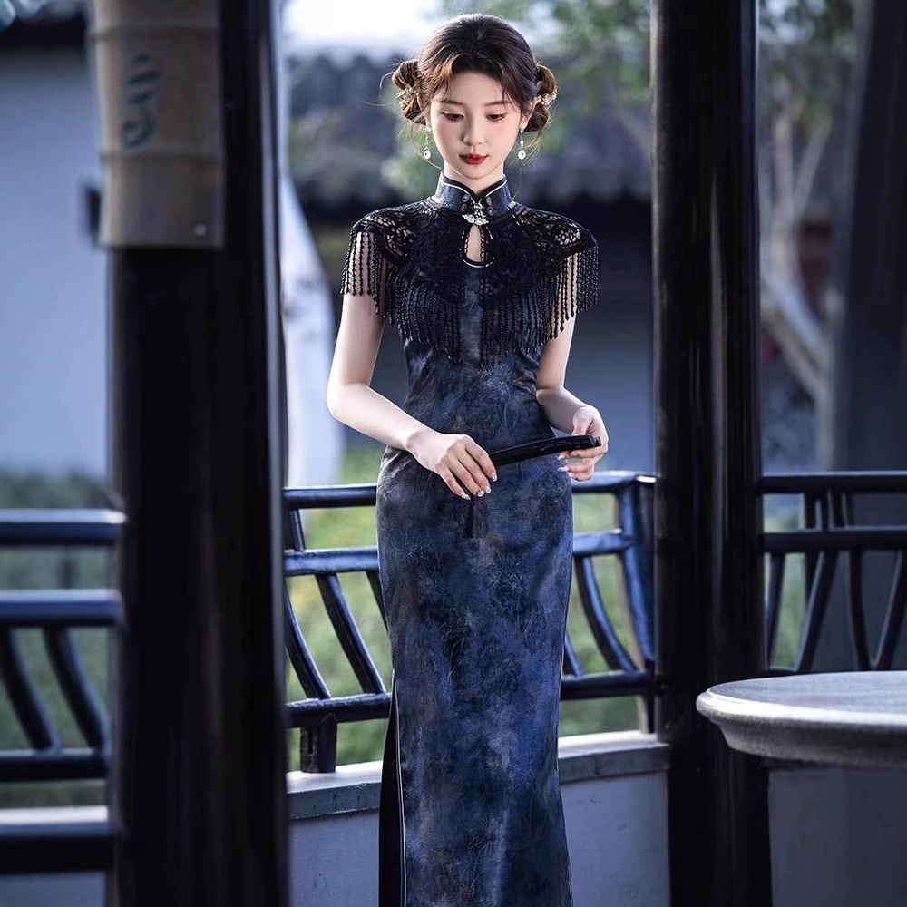 Новое китайское платье-чонсам в элегантном стиле, сексуальное, с халтером, летнее платье 2025 года, новое выпускное платье для женщин