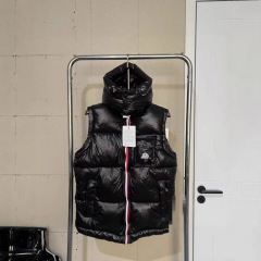 M家秋冬新款玛雅彩条男女同款可拆卸帽加厚棉服保暖无袖立领马甲