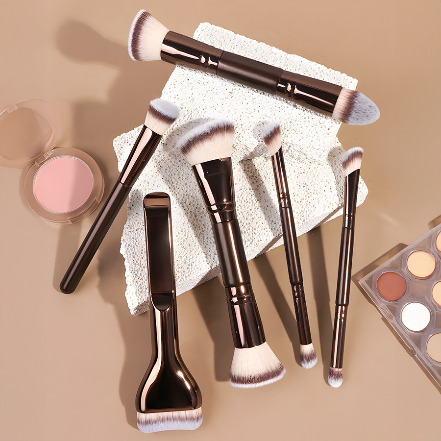 6-teiliges Makeup-Pinsel-Set mit Foundation-, Puder-, Rouge-, Concealer-, Eyeliner- und Augenbrauenpinsel