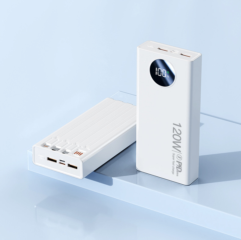 Yeni süper hızlı şarjlı, dahili kablolu 10000 mAh büyük kapasiteli taşınabilir powerbank, özelleştirilmiş LOGO