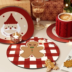 クリスマス風のコースターのパーマ防止の断熱テーブルのマットの食器のテーブルのマットの水たまりのマットの軽い贅沢な円形の珪藻泥の吸水のマット