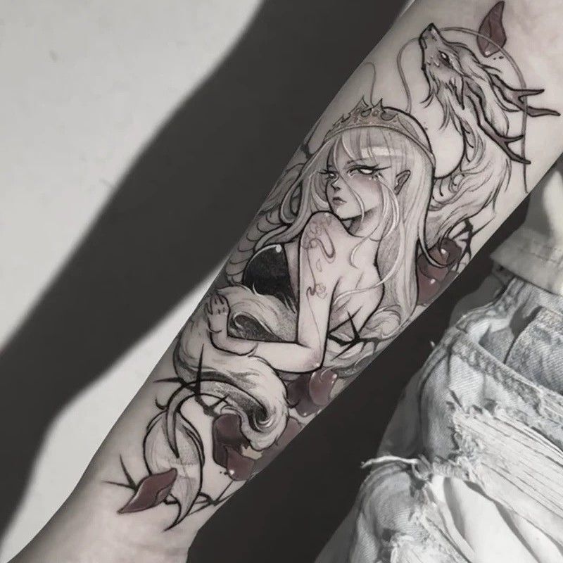 Dark Series Medusa Snake Female Herbal Juice Artificial Waterproof Long-Lasting Half Arm Calf Tattoo Sticker